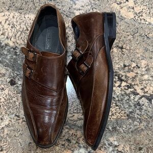 Stacy Adams Dark Brown Leather Double Monk Strap Oxfords